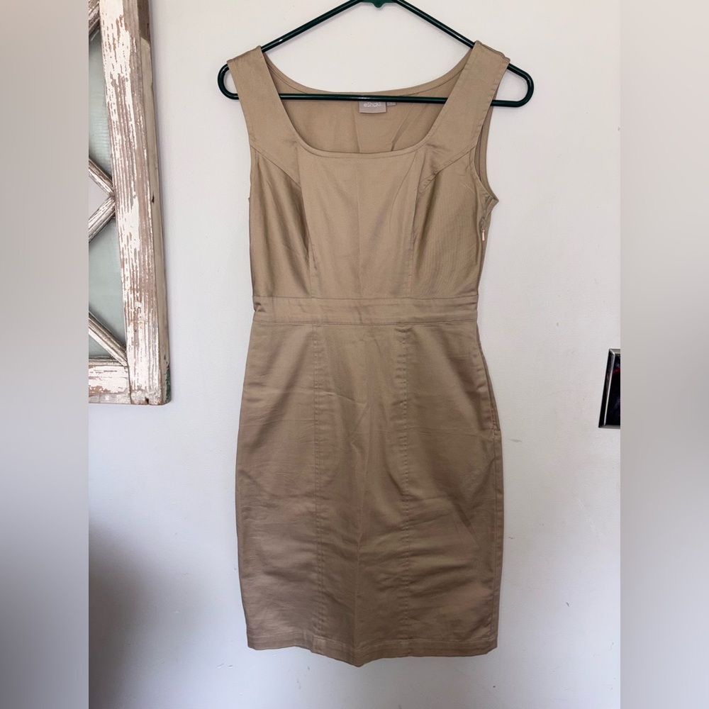eshakti Sleeveless Khaki Sheath Dress